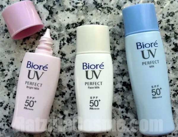 Best Pick Biore UV Perfect Sunscreen Line (2015 formula) bottles
