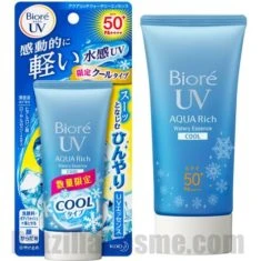 Packaging of the Japanese sunscreen, Biore UV AQUA Rich Watery Essence COOL SPF50+ PA++++ (the 2016 version)