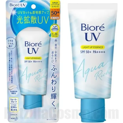Biore UV Aqua Rich Light Up Essence, SPF50+ skin-brightening Japanese sunscreen 70g