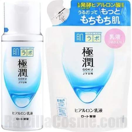ROHTO Hada-Labo Gokujyun Hyaluronic Acid Milk (2020 Formula), Japanese moisturiser fluid with refill