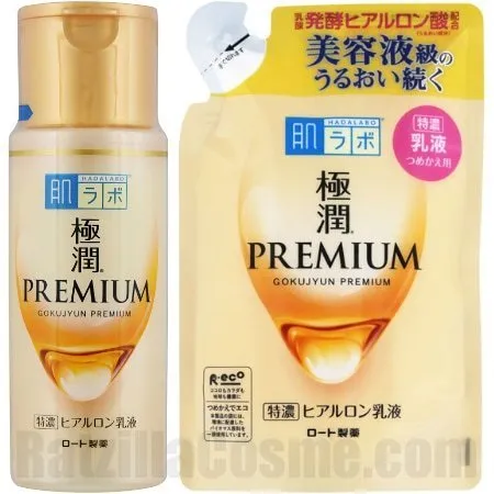 ROHTO Hada-Labo Gokujyun Premium Hyaluronic Acid Milk (2020 Formula), Japanese moisturiser fluid with refill