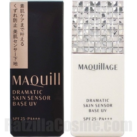 Packaging of the Japanese makeup primer, MAQuillAGE Dramatic Skin Sensor Base UV from Shiseido