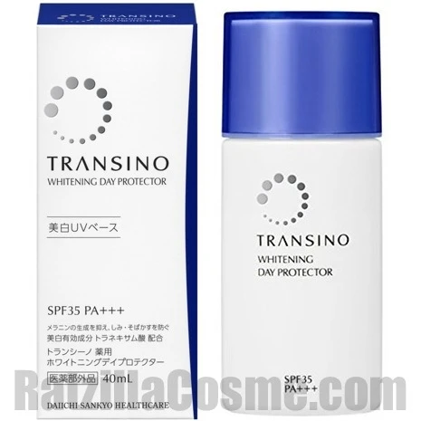Packaging of the Japanese sunscreen, TRANSINO Whitening Day Protector SPF35 PA+++ (the 2016 version)
